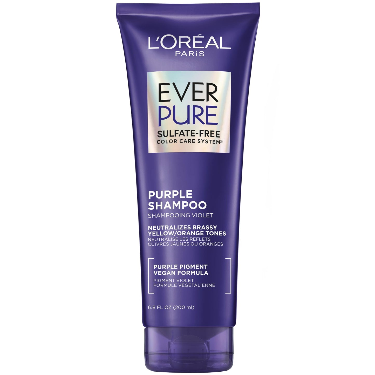L’Oreal Paris EverPure Sulfate-Free Purple Shampoo for Blonde, Silver & Highlighted Hair, Neutralizes Brass & Tones Color, 6.8 Fl Oz