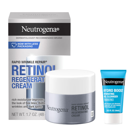 Neutrogena Rapid Wrinkle Repair Retinol Moisturizer with Hyaluronic Acid, Anti-Aging Face Cream 1.7 oz + Trial Hydro Boost Cleanser 0.5 fl oz