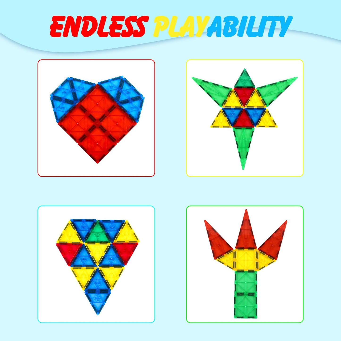 Gemmicc Magnetic Tiles, Deluxe 136 PCS Building Blocks Magnet Toys for Kids,3D Magnet Puzzles Stacking Blocks for Boys Girls,Huge Set with 2 Cars