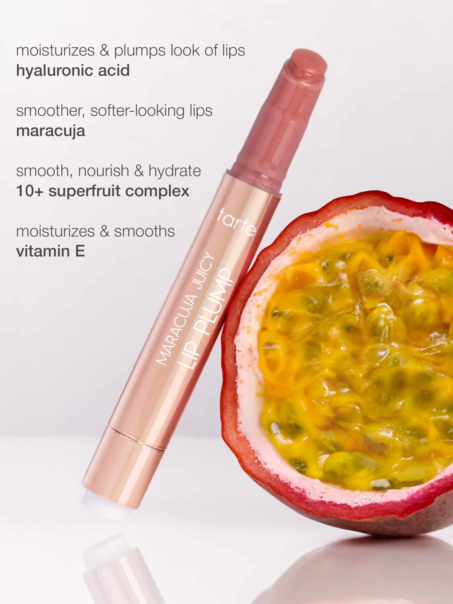 tarte Maracuja Juicy Lip Plump – Hydrating & Volumizing Vegan Lip Gloss Balm with Hyaluronic Acid & Vitamin E