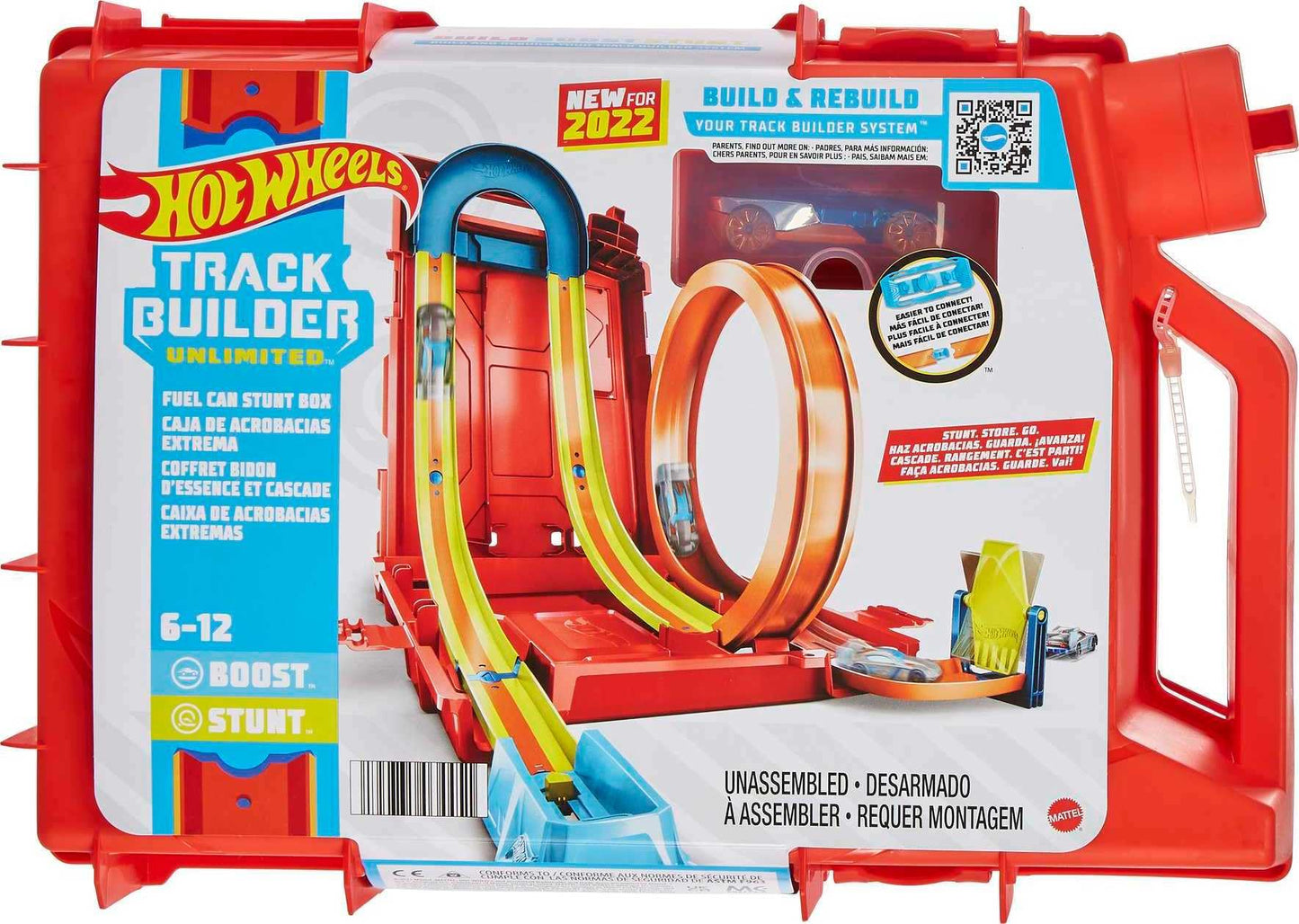 Hot Wheels Toy Car Set, Track Builder Unlimited Playset Fuel Can Stunt Box, 14 Component Parts & 1:64 Scale Vehicle