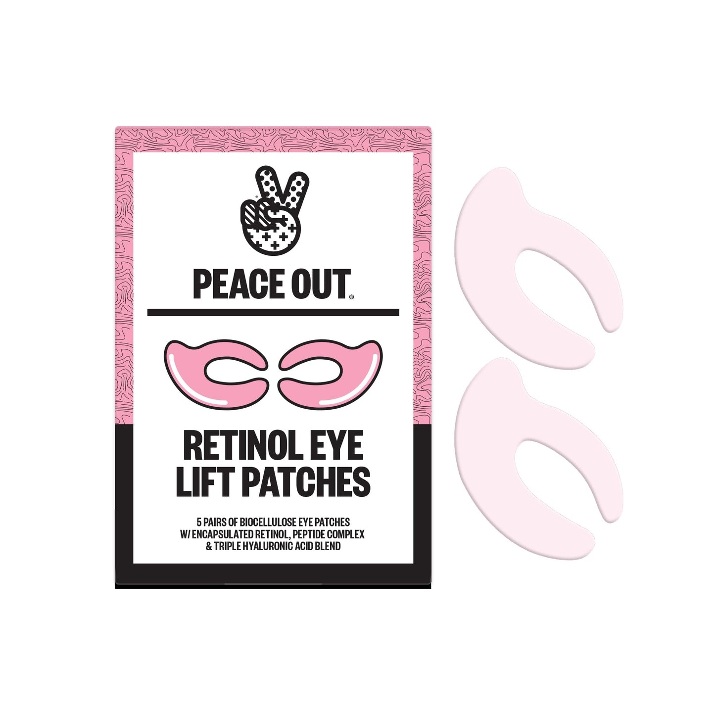 PEACE OUT Retinol Eye Lift Patches to Lift, Firm and Revitalize Tired Eyes, 360° Coverage Targets Fine Lines & Wrinkles, 5 Count