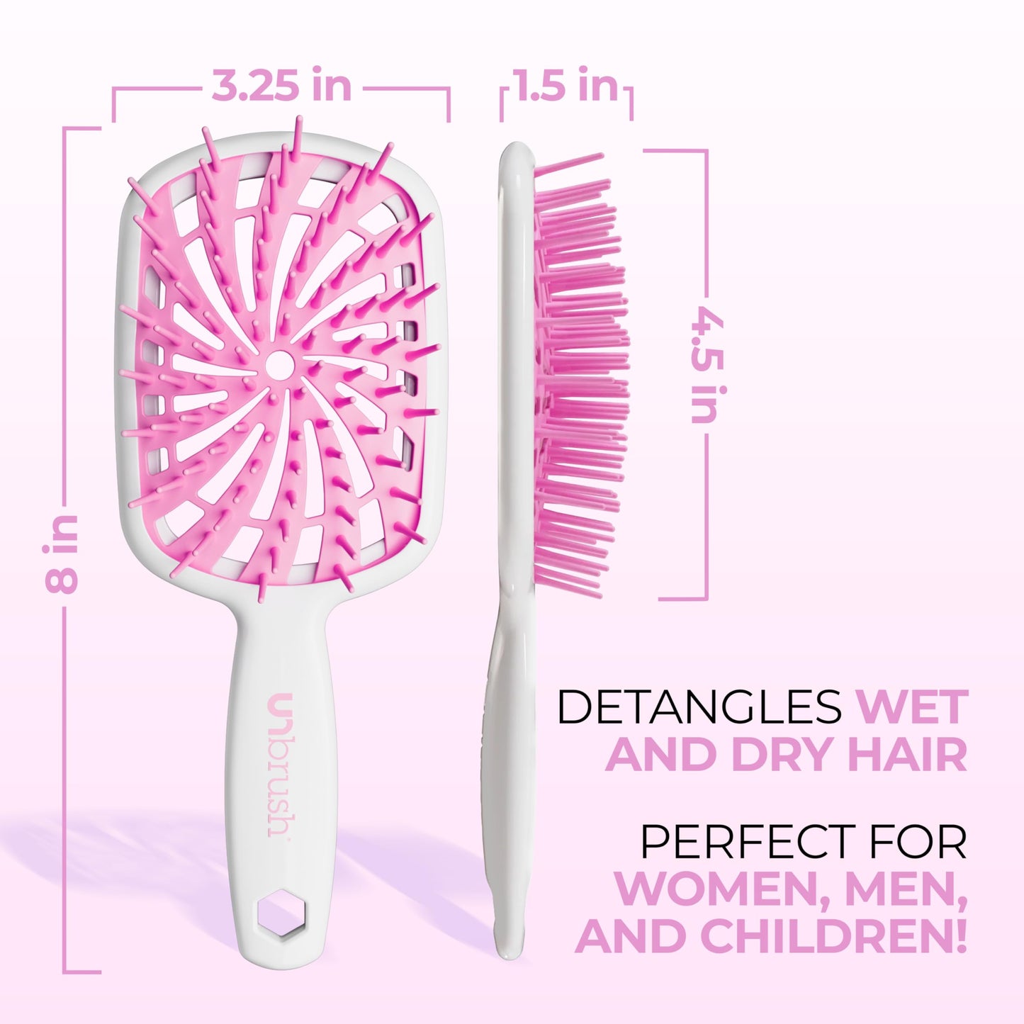 FHI Heat UNbrush Plus – Gentle Detangling Brush for Curly, Fragile, Wet or Dry Hair – 84 UltraFlex Bristles, Lightweight, Vented & Anti-Static