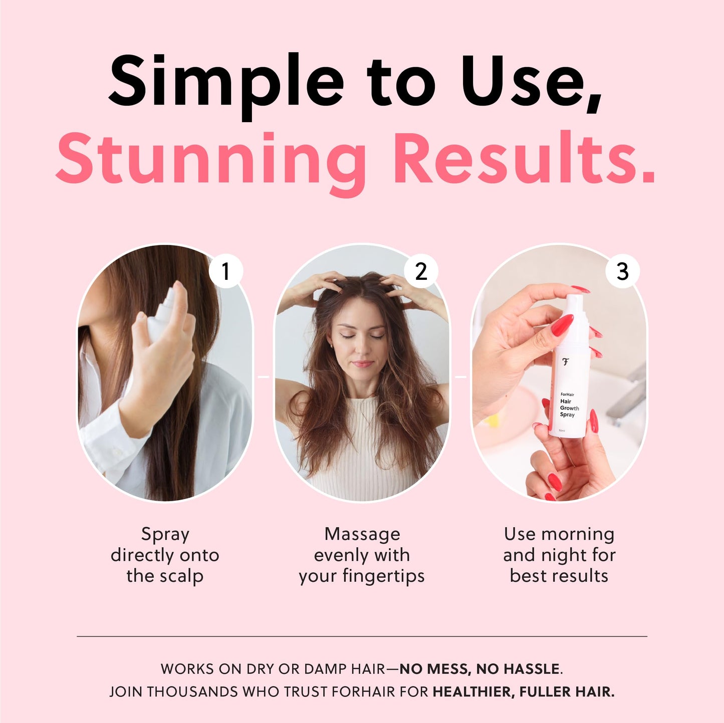 Forhair Hair Regrowth Serum - Strengthens, Thickens & Accelerates Growth - Fights Hair Thinning & Loss, Non-Greasy, Hormone-Free Scalp Spray, 50ml