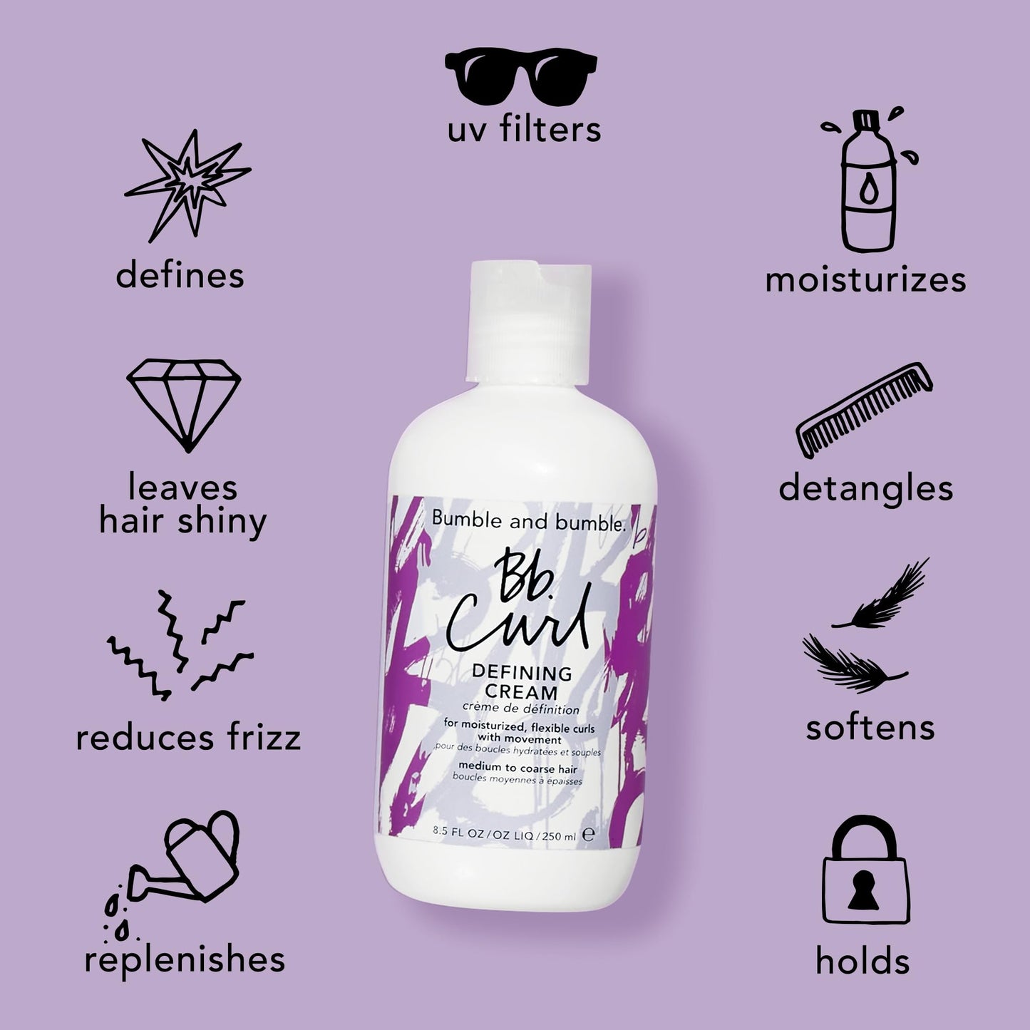 Bumble and bumble Curl Defining Cream | Moisturizes & Defines Coily, Curly, Wavy Hair | Frizz Control with Jojoba, Avocado & Coconut Oils, 8.5 Fl Oz