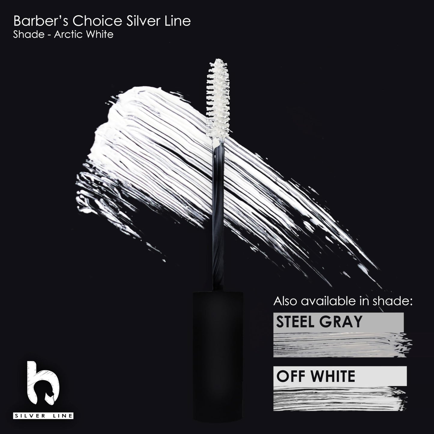 Barbers Choice Silver Line Facial Hair Color for Men – Brightens White Beards, Mustache & Sideburns, Reduces Yellow Tones, Easy Brush-On, Arctic White