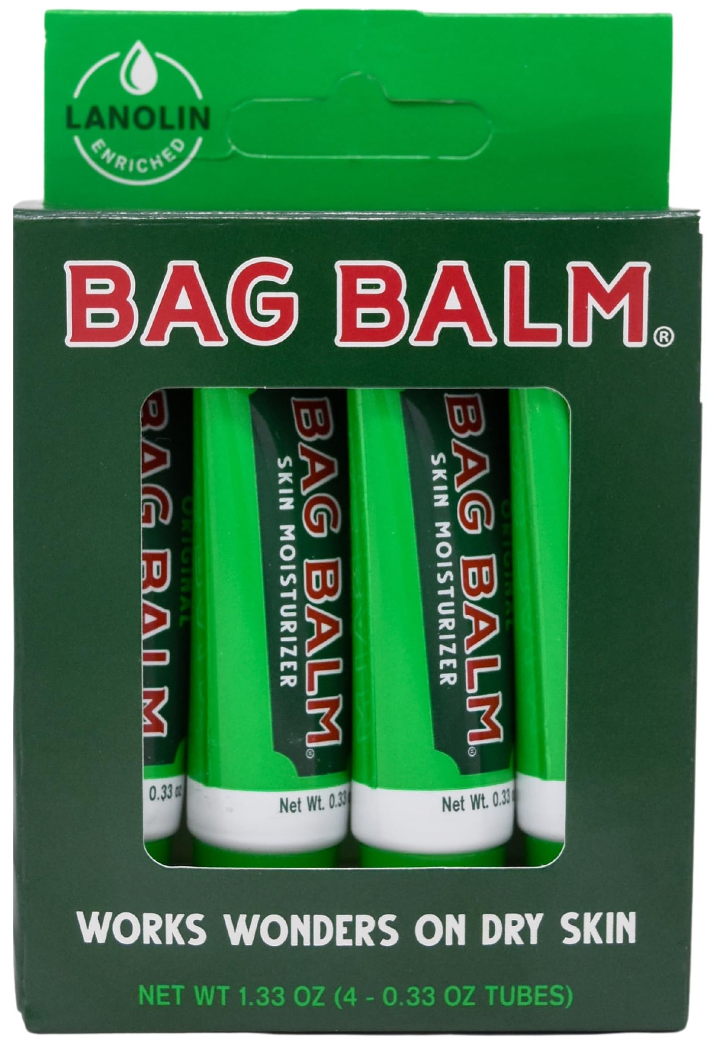 Bag Balm Original Skin Moisturizer Gift Box - 0.33oz, 4 Pack of Lip Balm Tubes