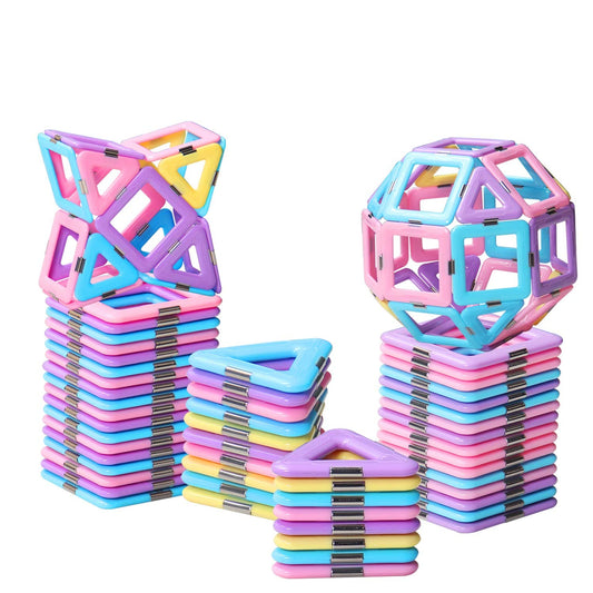 Magnetic Tiles Building Set for Kids 3-8+, STEM Castle Blocks, Macaron Colors, Creative Educational Toys, Birthday & Christmas Gift
