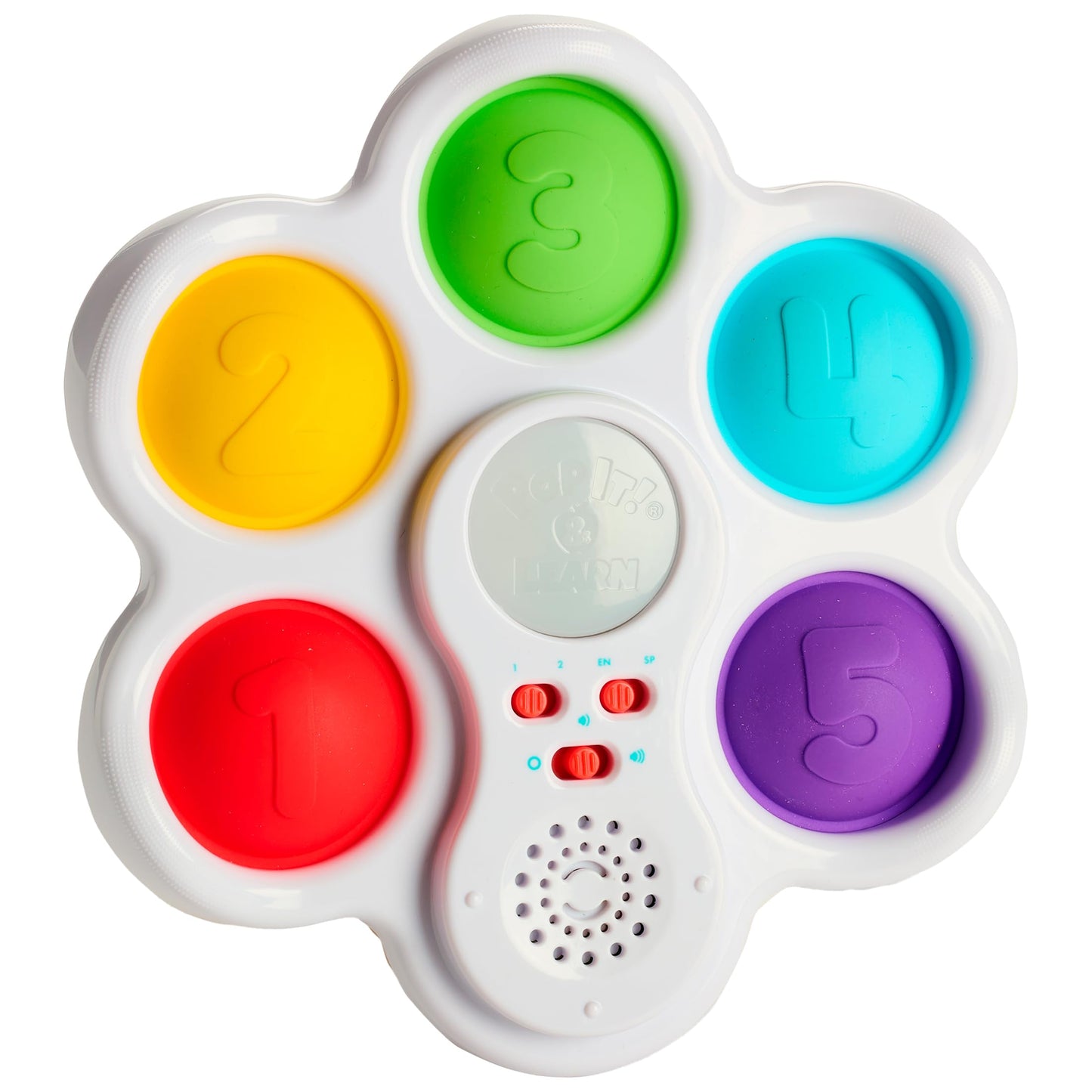 Chuckle & Roar Pop It! and Learn Toy - Bilingual Educational Popper for Numbers & Letters in English & Spanish - Ages 6 Months to 2 Years