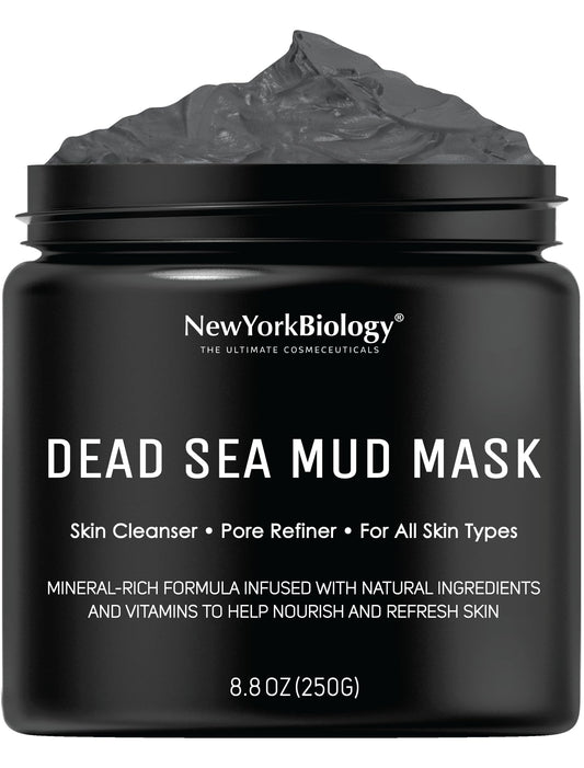 New York Biology Dead Sea Mud Mask for Face & Body, Pore Refining, Natural Skincare for Oily Skin, Tightens & Nourishes, 8.8 oz