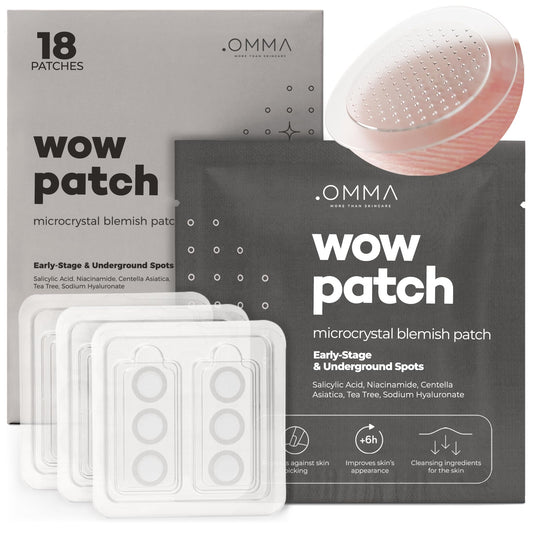 OMMA Korean Microdart Acne Patch - 14mm Micropoint Pimple Patches for Cystic & Painful Zits, Salicylic Acid & Tea Tree, 18 Count