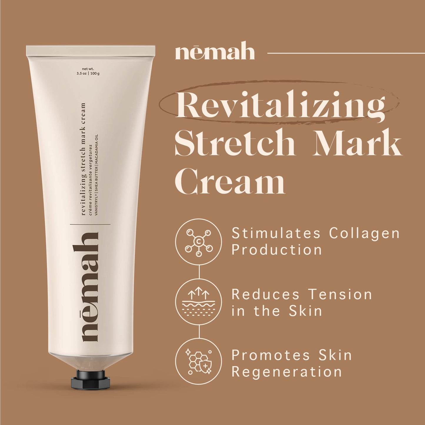 Nemah Stretch Mark Cream for Pregnancy – Helps Prevent & Reduce Stretch Marks – With Vanistryl, Shea Butter & Macadamia Oil – Vegan, Cruelty-Free, 3.5 oz