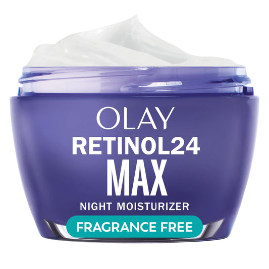 Olay Retinol 24 MAX Night Face Moisturizer - Fragrance-Free Anti-Aging Cream for Women with Peptides & Glycerin, Hydrates, Firms & Smooths Fine Lines, 1.7 Oz