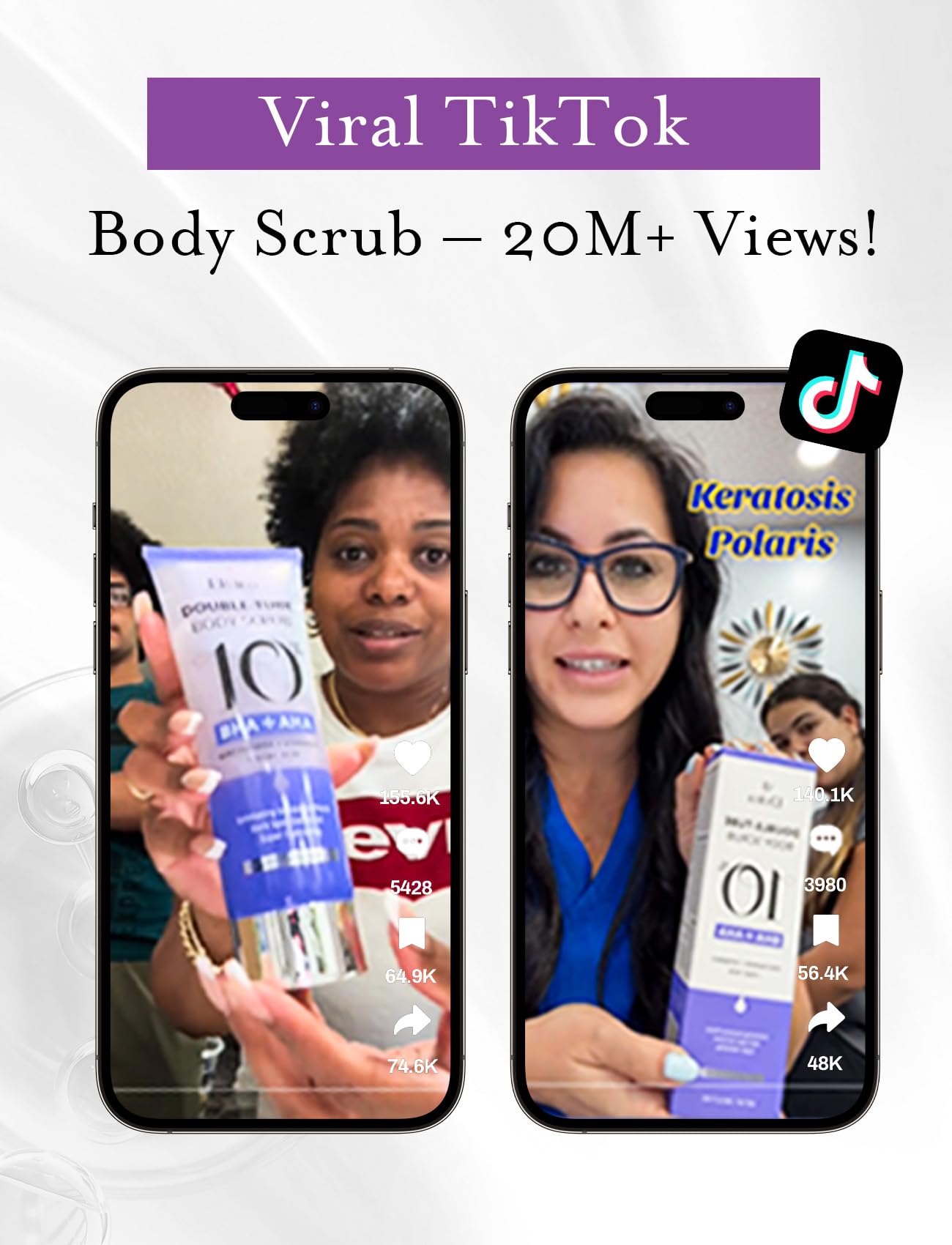 Elvira KP Bump Eraser Scrub – Exfoliating Foot & Body Cleanser with 10% AHA/BHA & Niacinamide for Smooth, Moisturized Skin