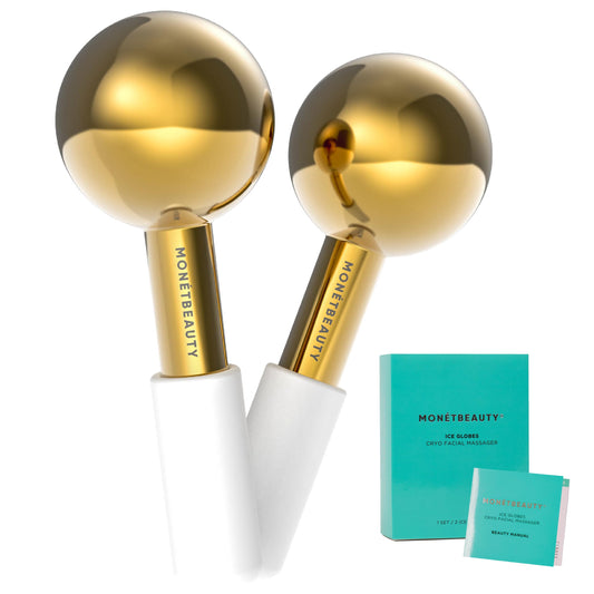MonétBeauty Gold Stainless Steel Ice Globes – Face & Cryo Massager for Puffiness, Pore Tightening, Sinus Relief & Daily Facial Care