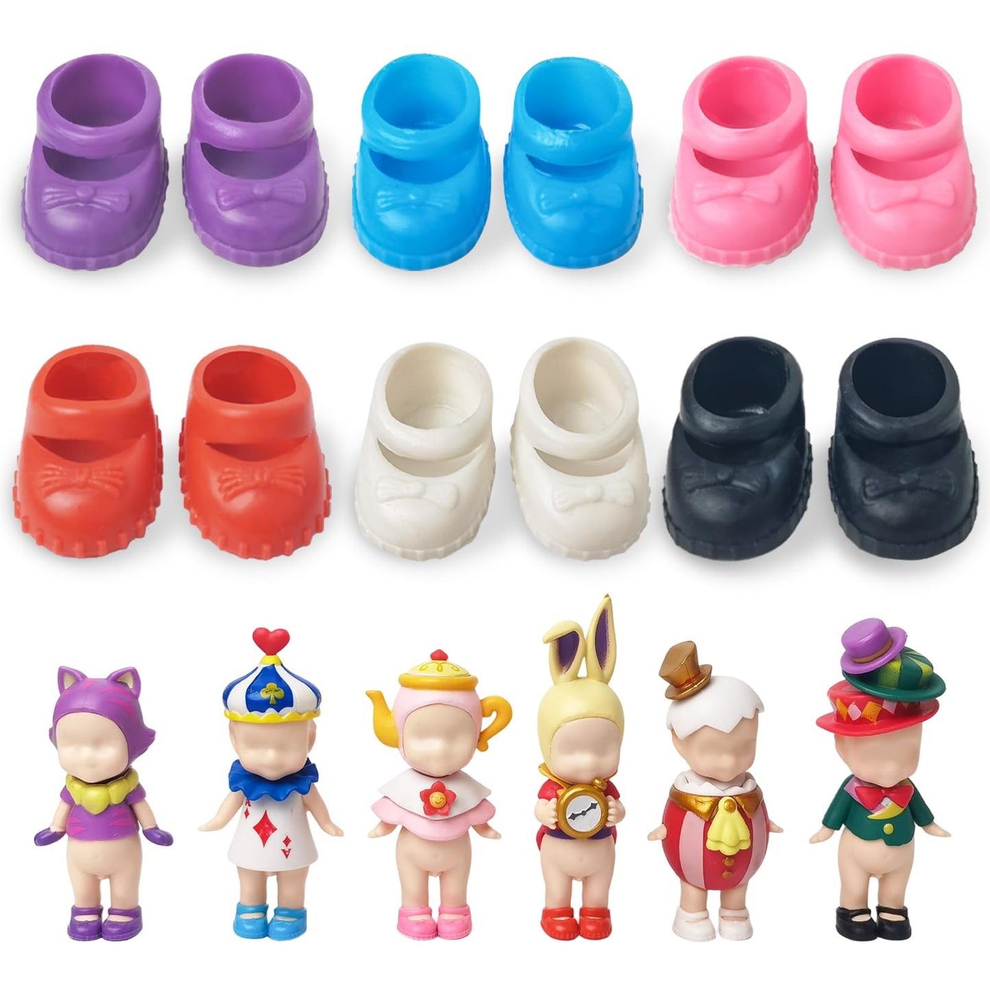Kaitiaki 6 Pairs Mini Doll Shoes for 3" Sonny Angel & Minifigures, Multicolor Fashion Accessories Set for Collectible Dolls (No Doll)