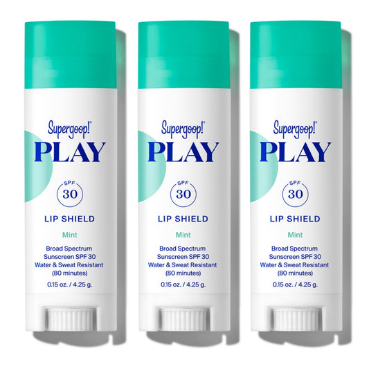 Supergoop! PLAY Lip Shield SPF 30, 3-Pack - Hydrating Mint Lip Balm, Moisturizes Dry Lips with Broad Spectrum UV Protection