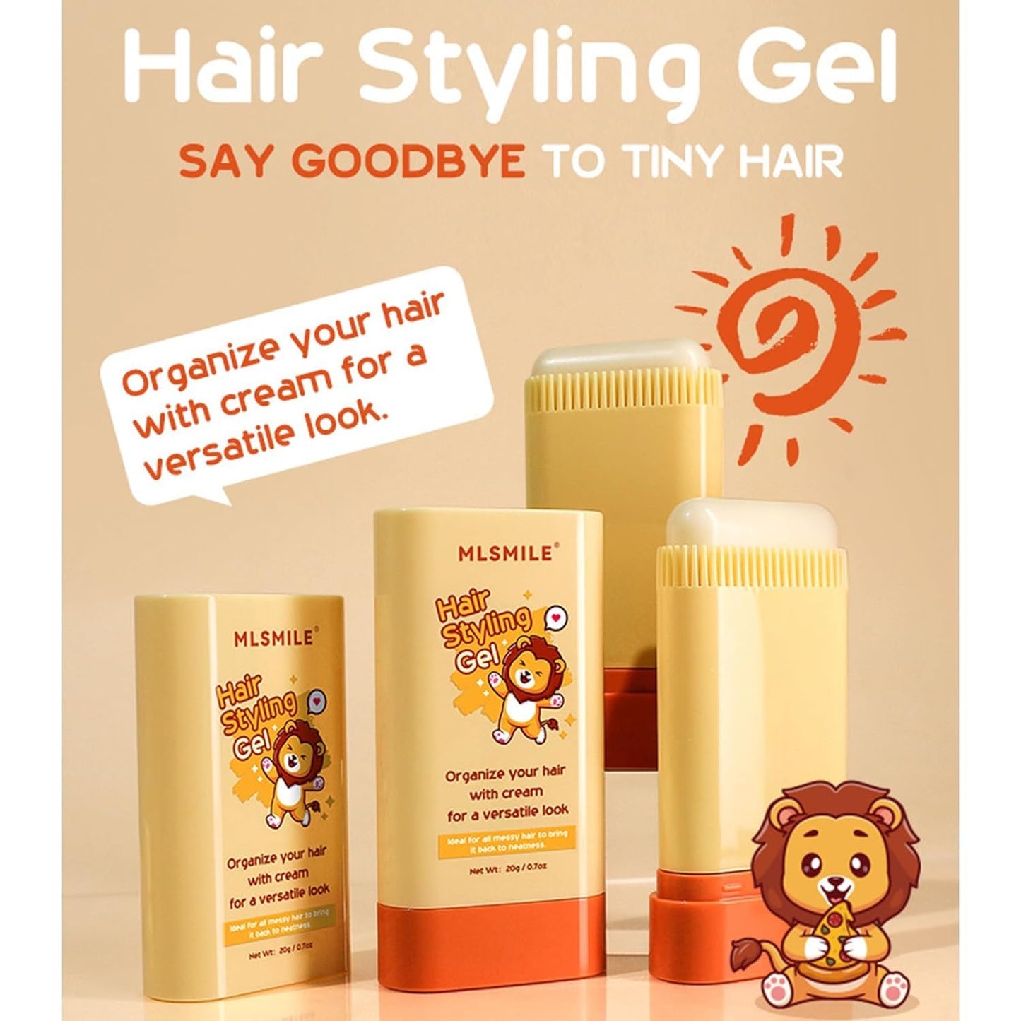 MINXUEYEN Kids Hair Styling Gel & Wax Stick 2-in-1 with Built-in Comb – Natural, Non-Greasy, Easy Styling for Children, Clear, 0.71oz