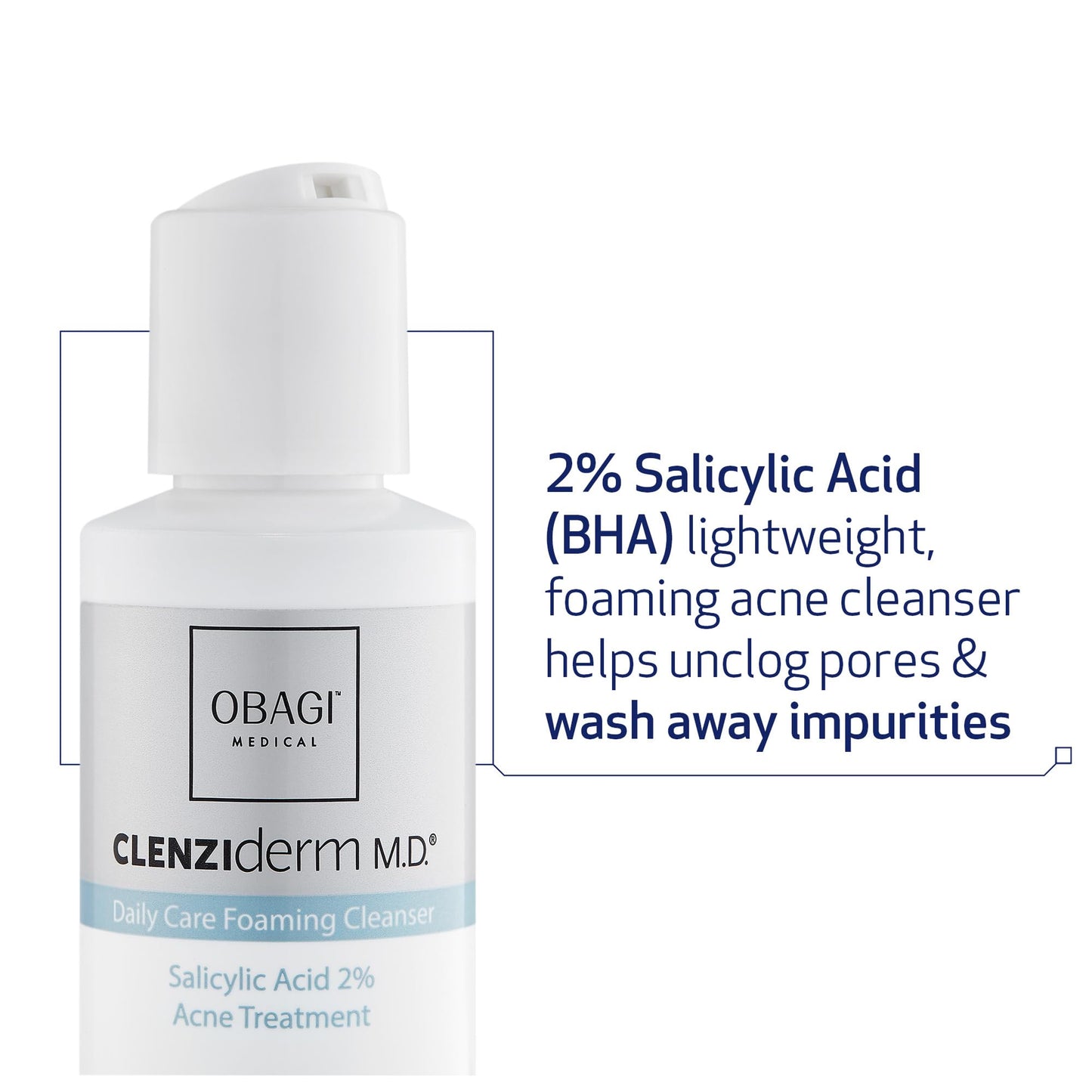 Obagi Medical CLENZIderm M.D. Daily Care Foaming Acne Cleanser - Acne Treatment with 2% Salicylic Acid (BHA) - 4 oz