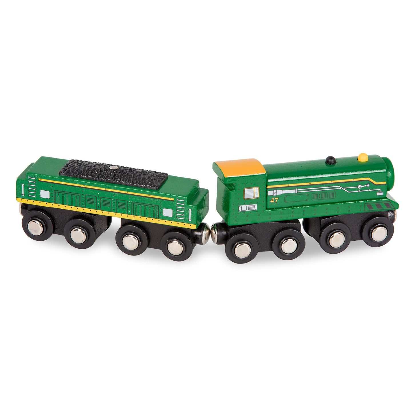 Battat – Classic Trains – 6 Pieces Wooden Railroad Set – Magnetic Toy Trains – Train Engines & Cars – 3+ Years– Wooden Locomotives & Freight Cars