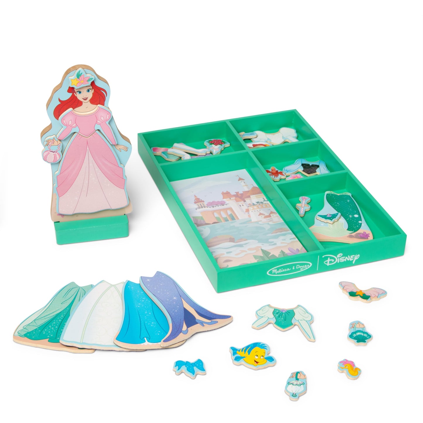 Melissa & Doug Disney Princess Ariel Magnetic Dress-Up Wooden Doll Pretend Play Set (30+ Pieces)