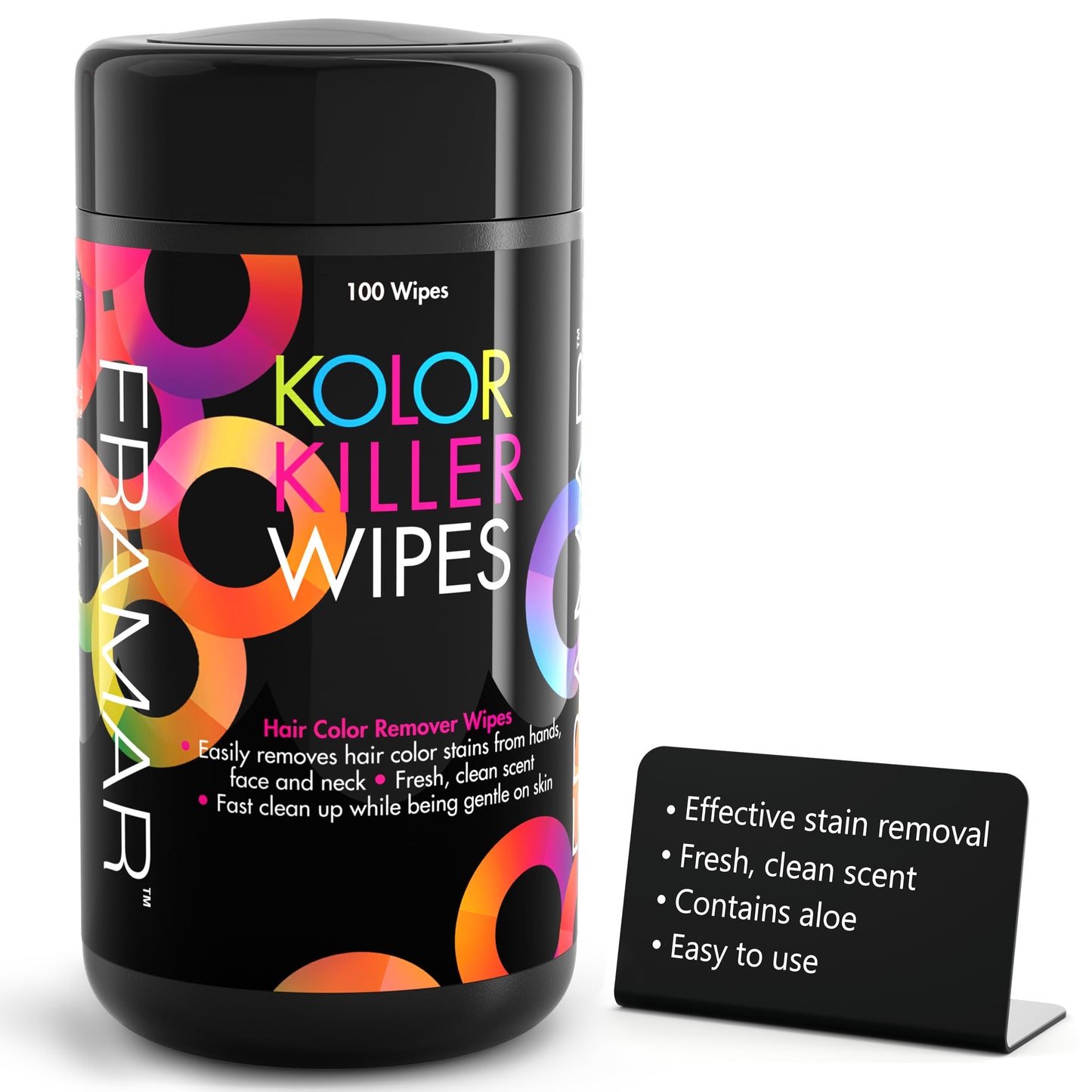 Framar Kolor Killer Wipes – Hair Dye Remover For Skin, Hair Color Remover For Dyed Hair, Gentle on Skin, Pleasant Scent – Wipes Dispenser of 100