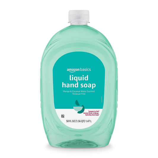 Amazon Basics Liquid Hand Soap Refill, Mango and Coconut Water Scent, Triclosan-Free, 50 Fl Oz (Pack of 1) (Previously Solimo)