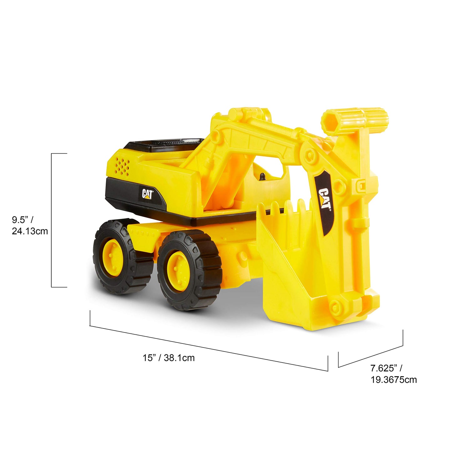 CAT Construction 15" Excavator Toy for Kids – Super-Sized Outdoor Vehicle with Real Working & Articulated Parts, Ages 3+
