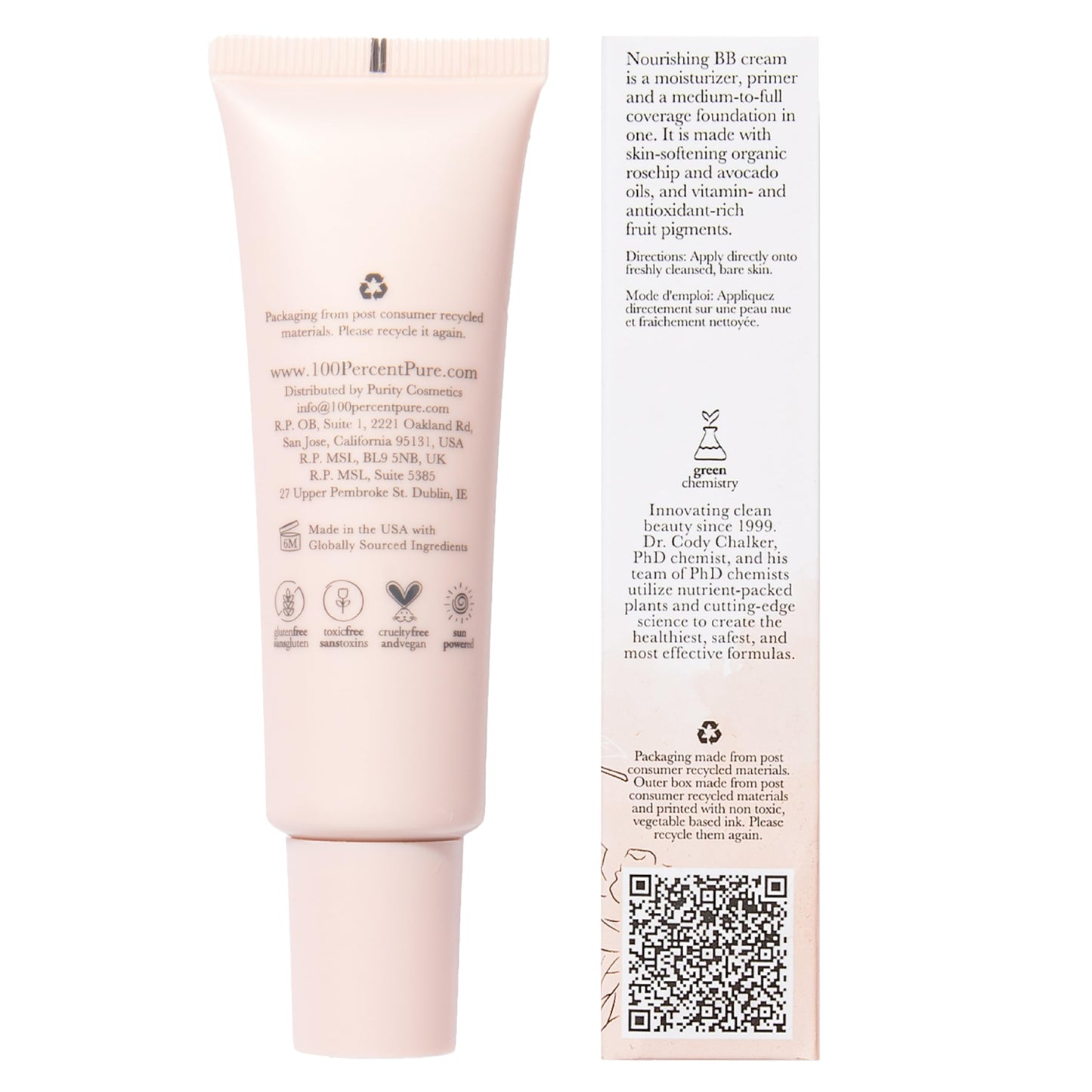 100% PURE BB Cream Shade 20 Aglow – Full Coverage, Primer, Concealer & Foundation, Dewy Glow, Medium Warm, Vegan, 1 fl oz