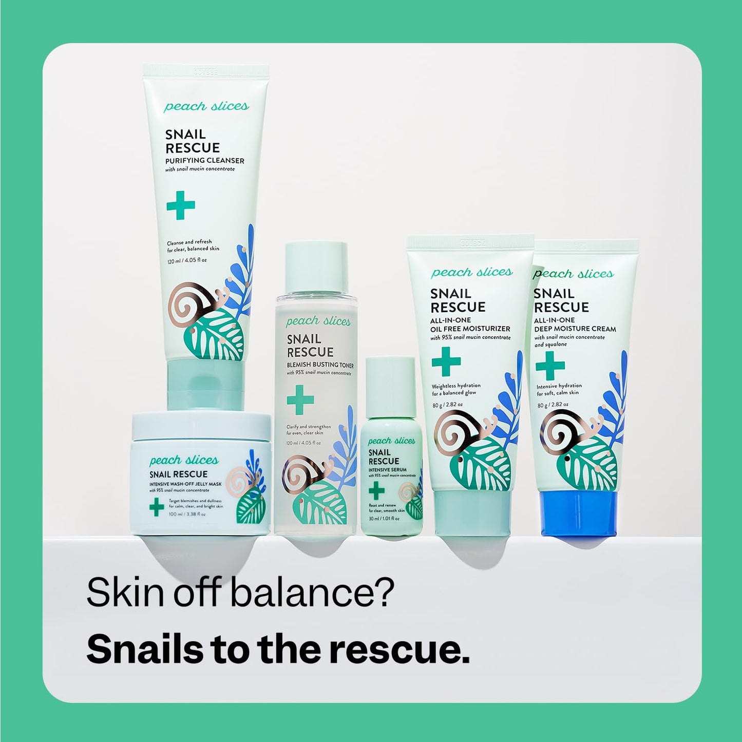 Peach Slices Snail Rescue Blemish Toner – 95% Snail Mucin, Pore Cleansing, Hydrating & Balancing, CICA, Hyaluronic Acid, 4.05 oz