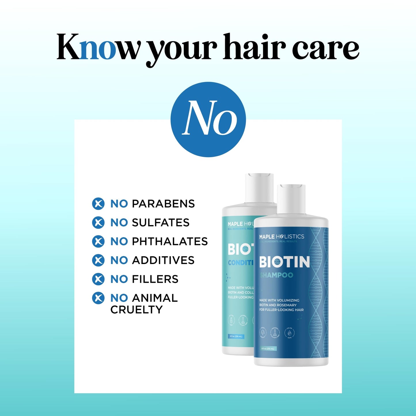 Rosemary Biotin Shampoo & Conditioner Set | Volumizing Hair Care for Thinning Hair | B Vitamin-Enriched | Color Safe, Sulfate & Paraben Free, 8 Fl Oz