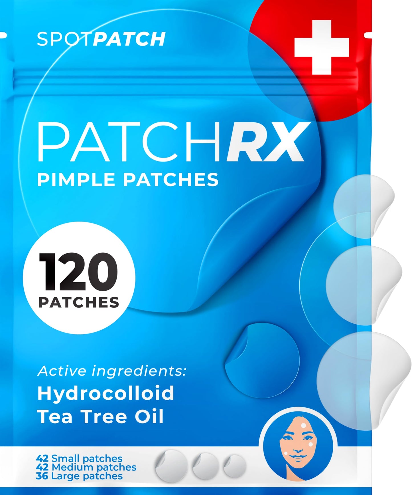 PatchRx Hydrocolloid Pimple Patches for Face (120) with Tea Tree Oil – Acne Dots & Zit Stickers for Clear Skin