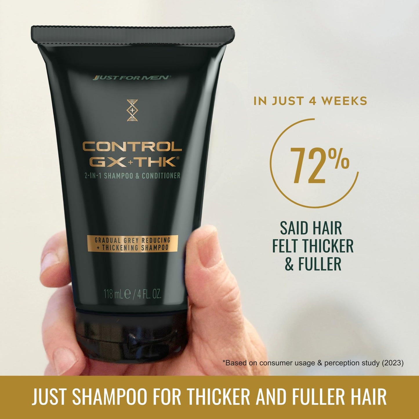 Just For Men Control GX + THK Thickening Shampoo & Conditioner - Grey Reducing, Hair Thickening up to 20% with Alpha Keratin, 4 oz