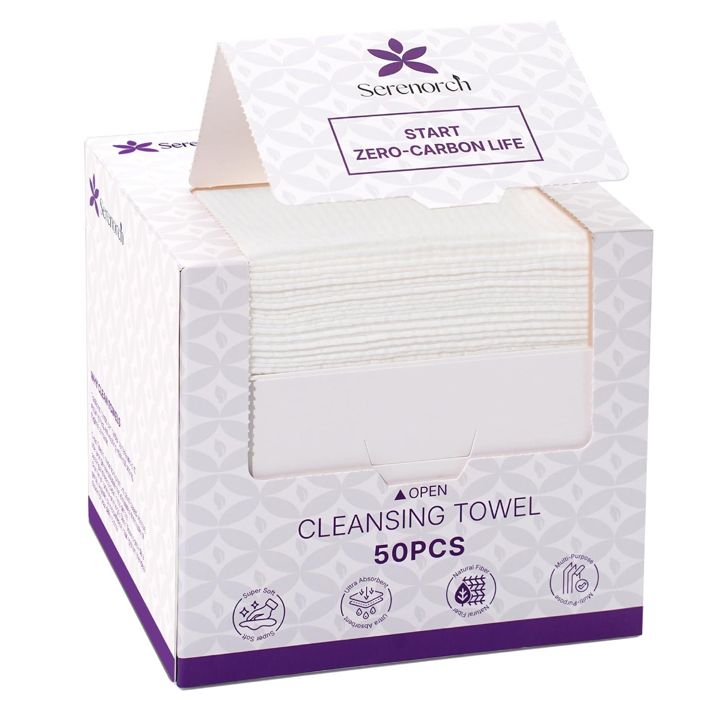 Serenorch Disposable Face Towels, 10" x 12", Ultra Thick Face Towelettes for Sensitive Skin, Extra Soft Makeup Remover Dry Wipes, 50 Count