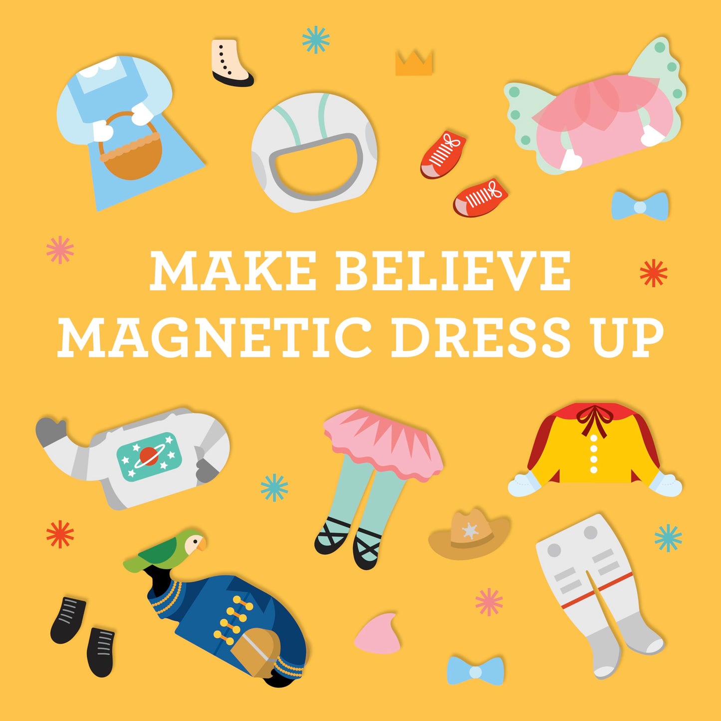 Petit Collage Magnetic Dress-Up Game – Mix & Match Animal Costumes, 2 Dolls with 35 Magnetic Pieces, Creative Play for Ages 3+