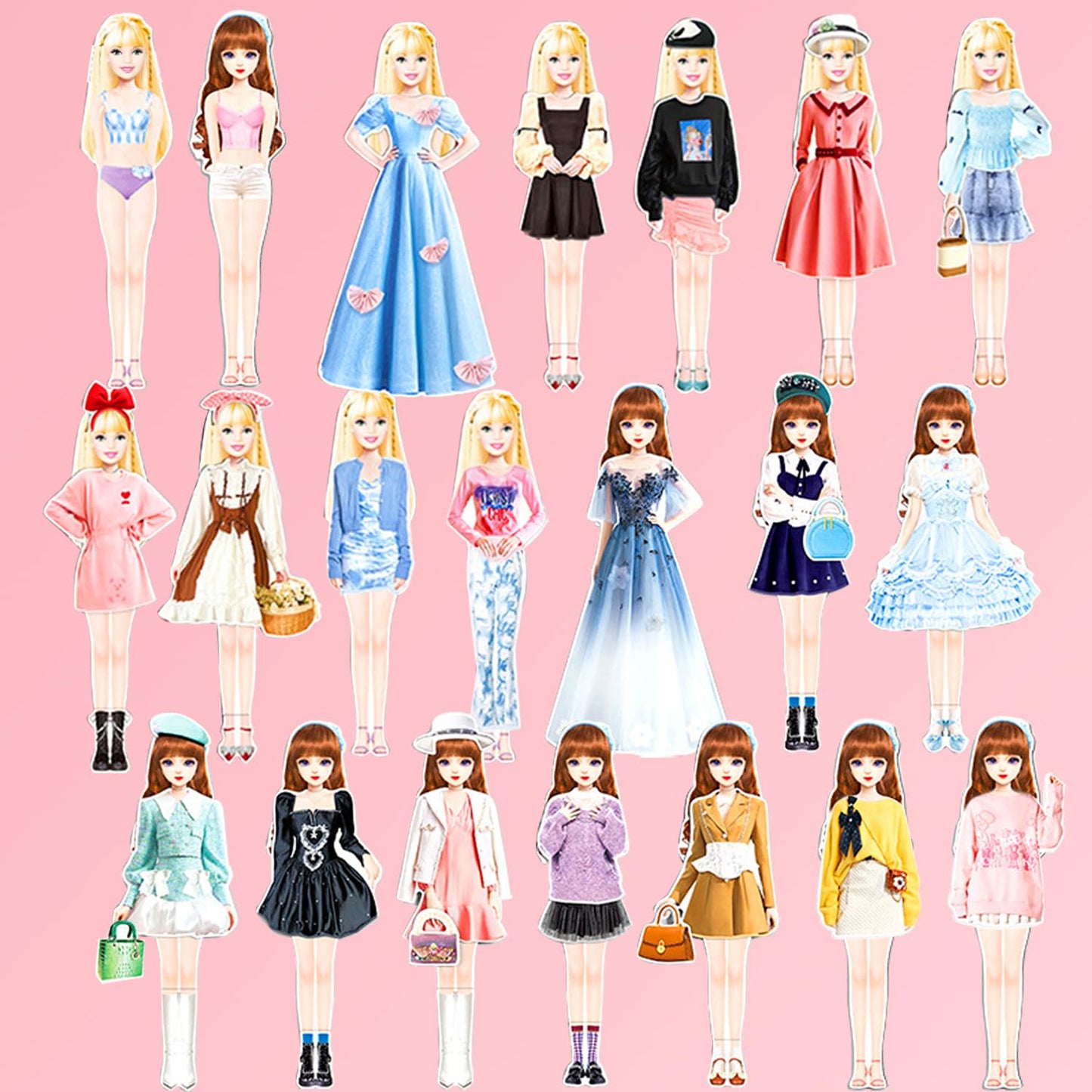 Magnetic Dress Up Dolls Kit – Paper Dolls & Outfits, Pretend Play Set for Girls 4+, Travel, Road Trip, Interactive Learning Gift