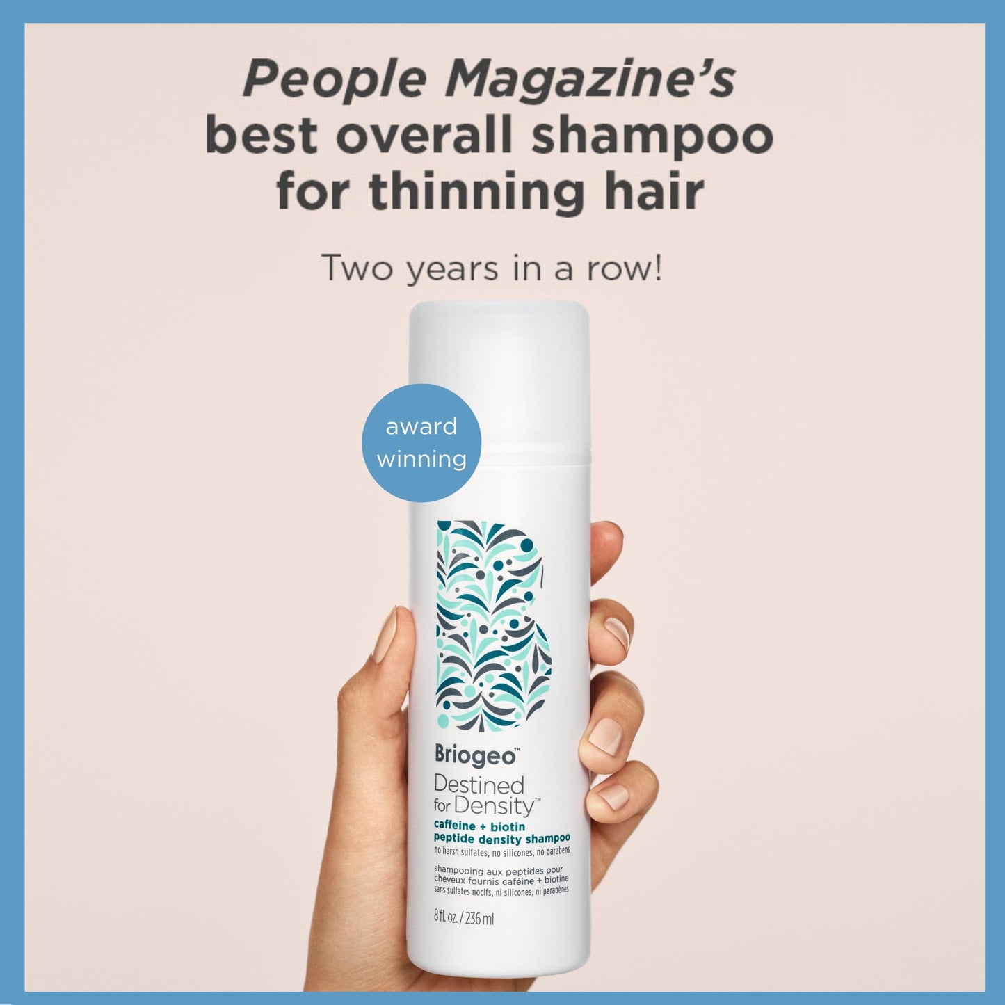Briogeo Destined for Density Caffeine + Biotin Peptide Shampoo 8 fl oz | Boosts Thickness & Volume for Fine or Thinning Hair | Vegan & Cruelty-Free