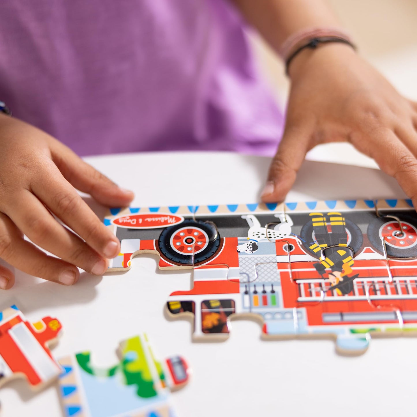 Melissa & Doug 4‑in‑1 Wooden Vehicle Jigsaw Puzzle Set, 48 Pieces with Storage Box, Toddler Puzzle Toy for Kids Ages 3+- FSC Certified