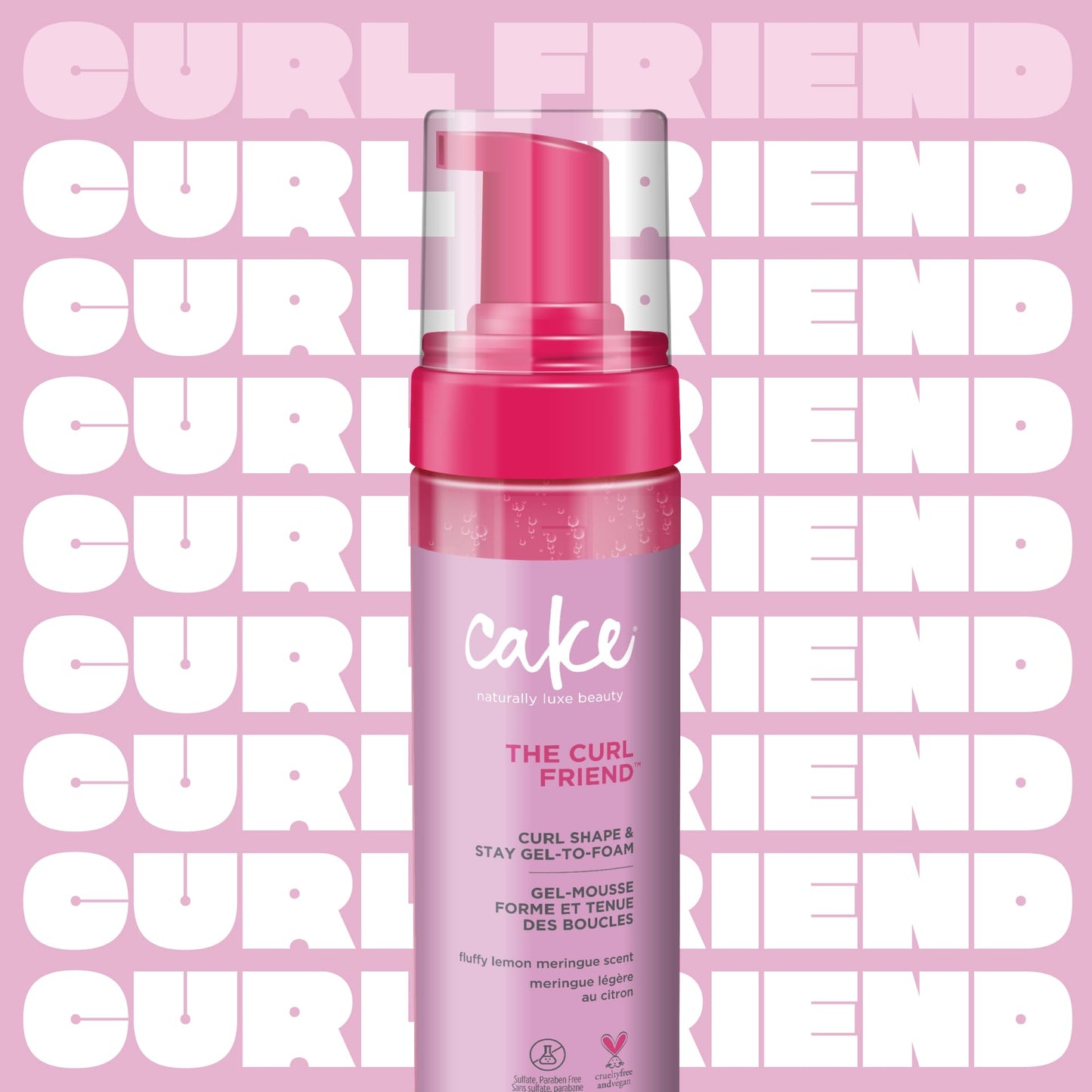 Cake Beauty The Curl Friend Gel-to-Foam Styler | Volumizing High Hold Curl Gel | Flake-Free Frizz Control with Coconut Oil & Shea Butter | 6.8 fl oz