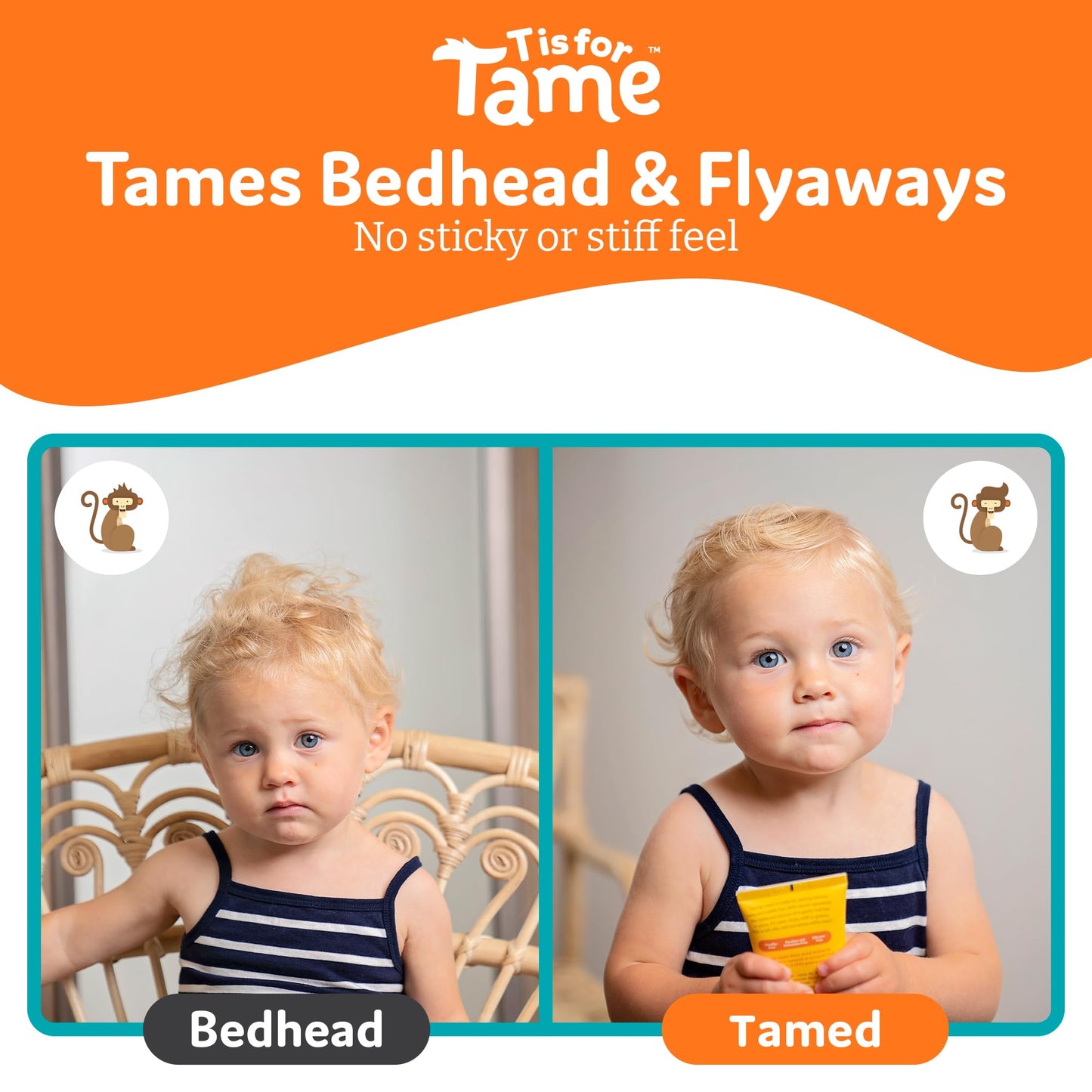 T is for Tame - Hair Taming Cream for Kids, All-Natural for Frizz & Flyaways, Coconut Oil, Leave-in Cream for Babies & Toddlers, Straight or Curly