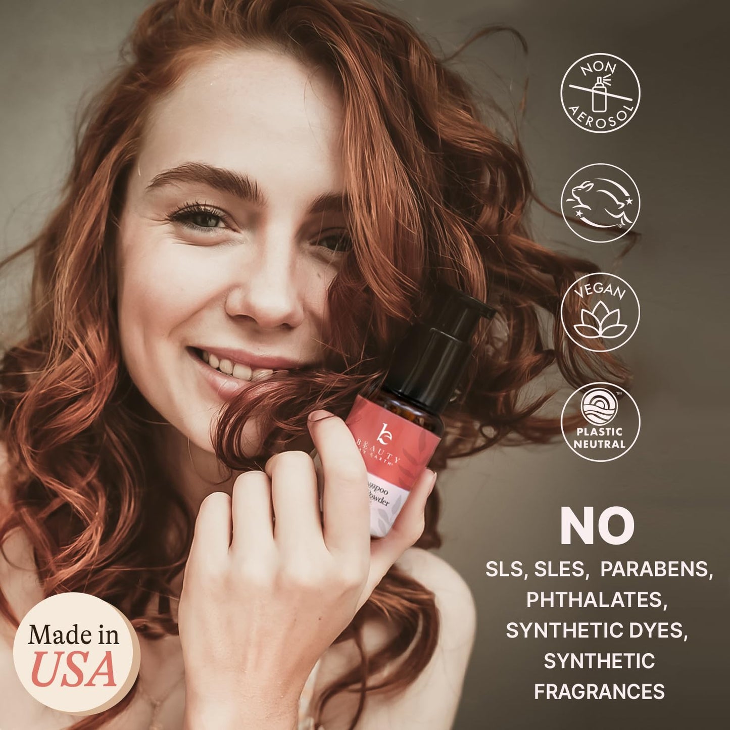 Beauty by Earth Non Aerosol Dry Shampoo Powder - Volumizing Non Toxic with Biotion, Oil-Absorbing Natural Ingredients, Made in USA