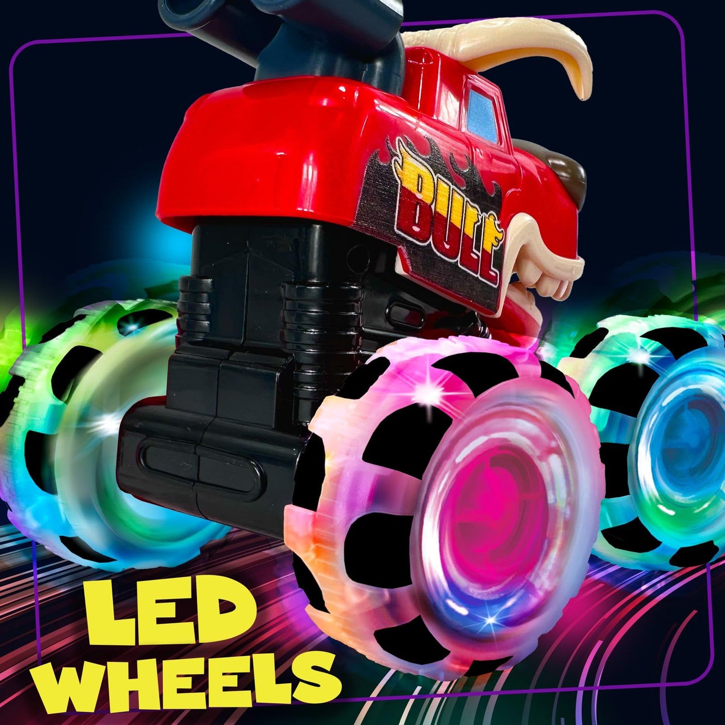 Stargo 2-Pack Monster Truck Toys – Shark & Bull Pull Back Trucks with Light-Up Chomping Action, Birthday Gifts for Boys Ages 3-8