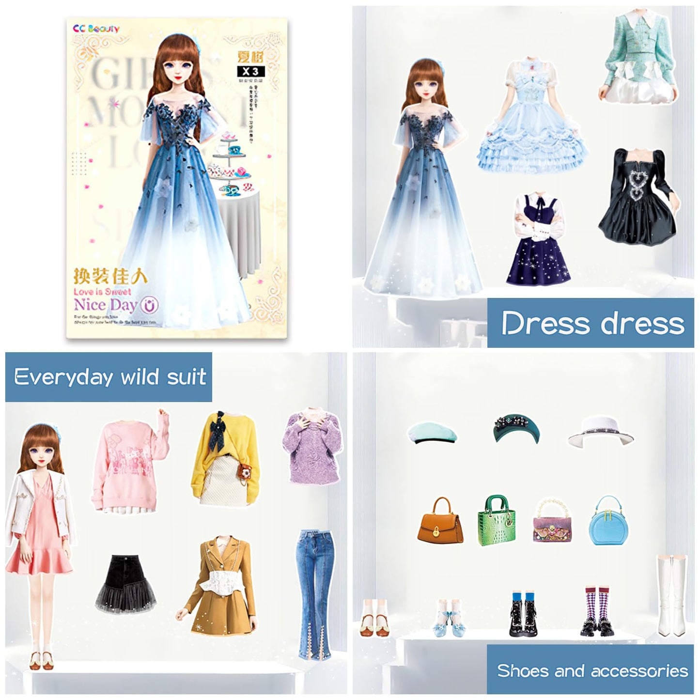 JHGCVX Magnetic Dress Up Paper Dolls for Girls Ages 4-7, Pretty Princess Game Paper Dolls Dress Up Toys, Creating Imaginative Birthday Gifts