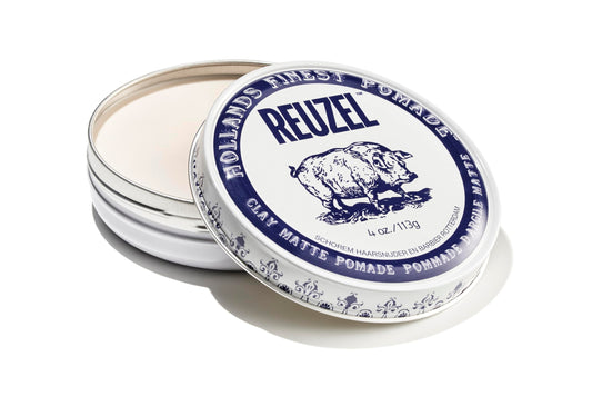 REUZEL Clay Matte Pomade, Medium All Day Hold, Water Soluble Styling, Matte Finish and Flake Free, Easy To Wash Out, For All Hair Types