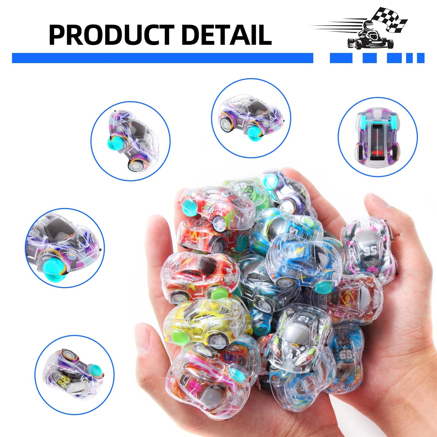 Benzem 50-Piece Mini Pull-Back Cars Set – Bulk Racing Vehicles for Kids, Party Favors, Classroom Prizes, Pinata Fillers & Goodie Bag Toys