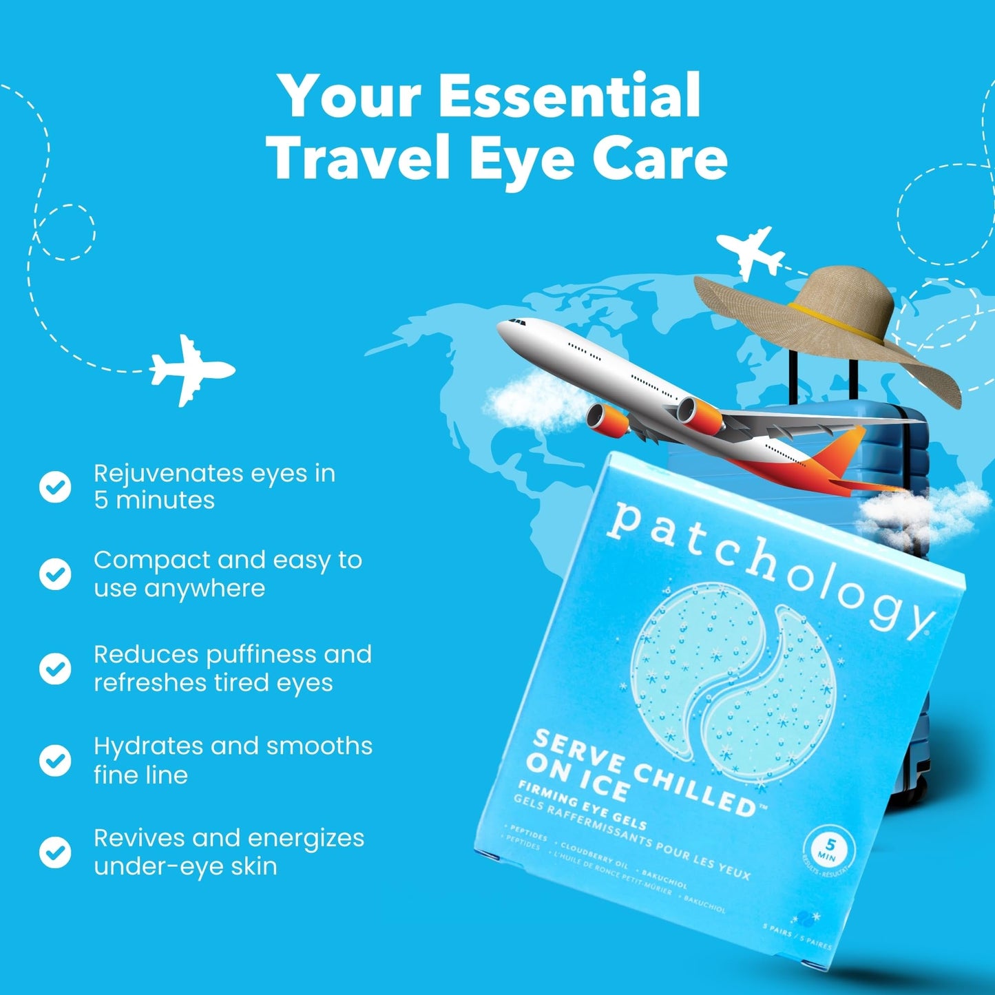 Patchology Iced Cooling Under Eye Mask Patches, 5 Pairs – Peptides, Cloudberry Oil & Bakuchiol to Soothe, Firm, & Reduce Fine Lines & Bags