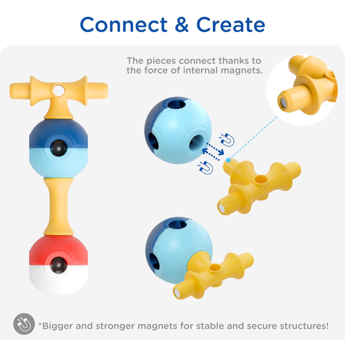 KUB Planet - Magnetic Building Set for Kids, STEM Educational Toys for 3+ Year Old Boys and Girls, Space Planet Blocks