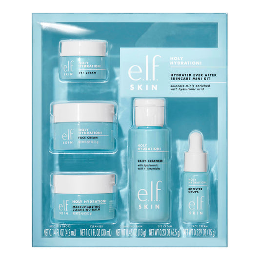 e.l.f. SKIN Holy Hydration! Mini Skincare Kit – Cleanser, Makeup Remover, Moisturizer & Eye Cream, Travel-Friendly Hydrating Set