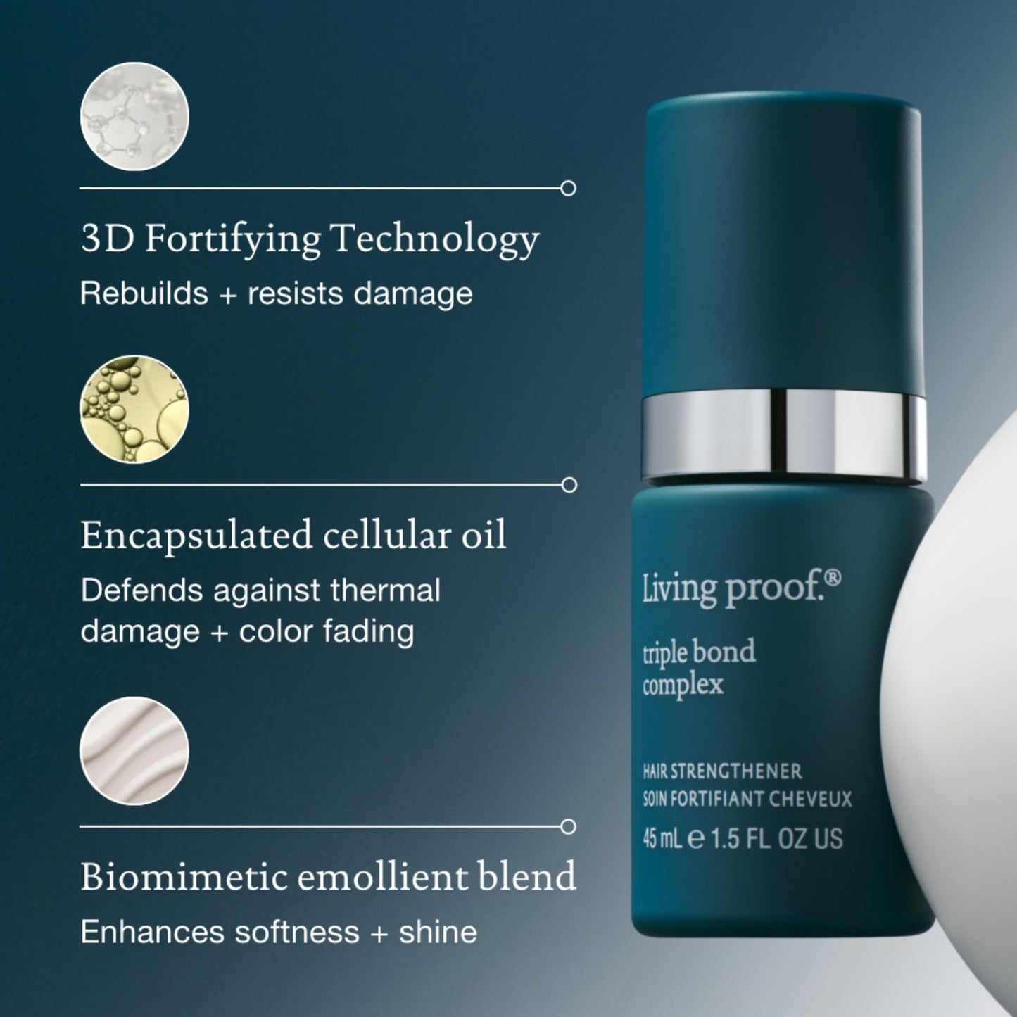 Living Proof Triple Bond Complex Leave-In Treatment & Hair Mask | Repairs Damage, Rebuilds Hair Structure, Heat Protectant for All Hair Types, 1.7 oz