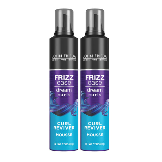 John Frieda Frizz Ease Dream Curls Mousse, Enhances & Hydrates Natural Curls, Soft Flexible Hold, Alcohol-Free Anti Frizz Styler, 7.2 Oz, 2 Pack
